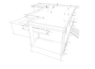 house building sketch architecture 3d illustration