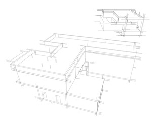 Obraz premium house building sketch architecture 3d illustration
