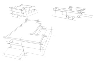 house building sketch architecture 3d illustration