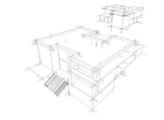 house building sketch architecture 3d illustration