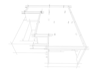 house building sketch architecture 3d illustration