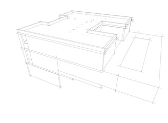 house building sketch architecture 3d illustration