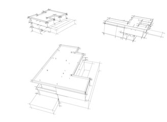 house building sketch architecture 3d illustration