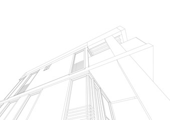 house building sketch architecture 3d illustration