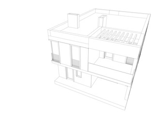 house building sketch architecture 3d illustration