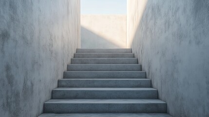 Fototapeta premium Concrete steps ascending in a light-filled interior space.