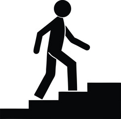 stickman walking step up silhouette vector illustration
