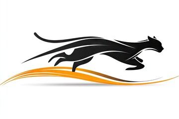 Fototapeta premium Stylized depiction of a swift, running feline silhouette.
