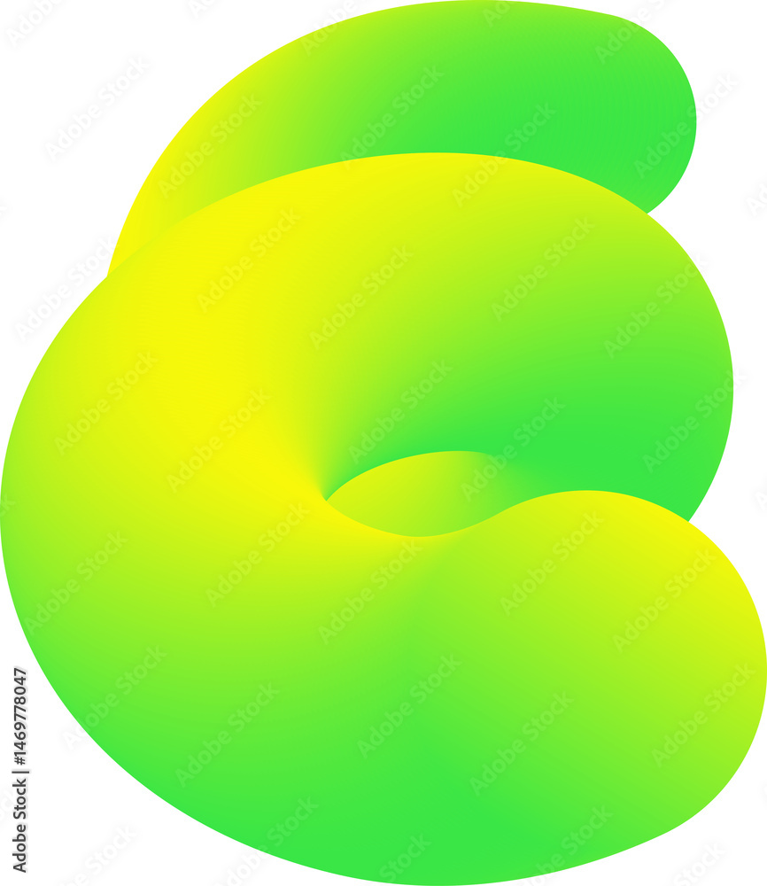 Poster gradient abstract green colored shape. liquid 3d element. fluid wavy and swirl spiral. dynamic trend
