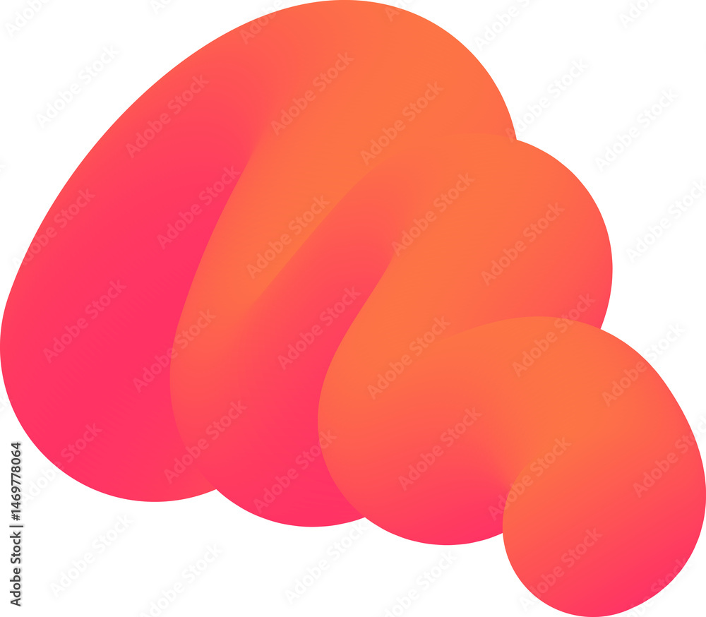 Poster gradient abstract orange colored shape. liquid 3d element. fluid wavy and swirl spiral. dynamic tren