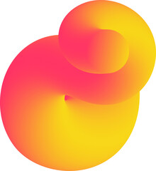 Gradient abstract orange colored shape. Liquid 3d element. Fluid wavy and swirl spiral. Dynamic trendy bright squiggle with soft gradation for poster design