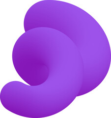 Gradient abstract purple colored shape. Liquid 3d element. Fluid wavy and swirl spiral. Dynamic trendy bright squiggle with soft gradation for poster design
