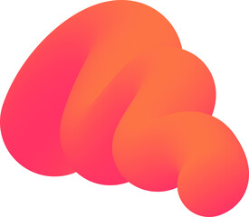 Gradient abstract orange colored shape. Liquid 3d element. Fluid wavy and swirl spiral. Dynamic trendy bright squiggle with soft gradation for poster design