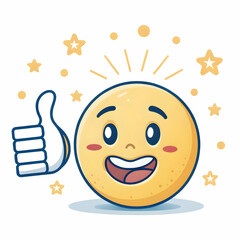 Happy Emoji Thumbs Up: Cute Cartoon Character