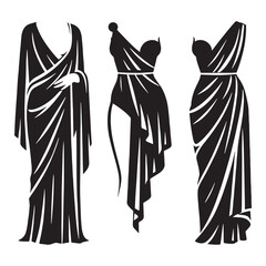 Modern Roman stola dress silhouette – Roman stola dress vector – Roman stola dress illustration – ladies dress silhouette – silhouette of Roman stola dress

