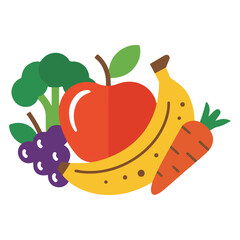 Healthy Fruits and Vegetables Together icon