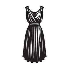 Flowing Roman stola dress silhouette – Roman stola dress vector – Roman stola dress illustration – ladies dress silhouette – silhouette of Roman stola dress

