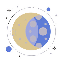 Moon and Earth Illustration in Soft Colors with Abstract Elements  