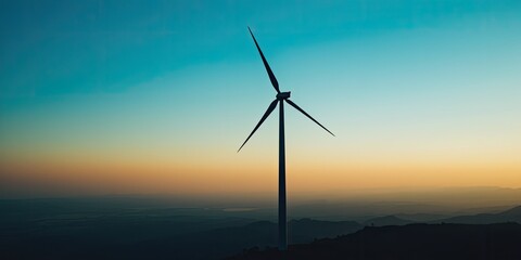 Obraz premium Wind Power Technology: Silhouette Turbine and Open Sky