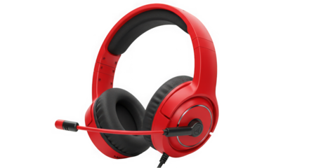 Crimson Gaming Headset on Glitching Backdrop