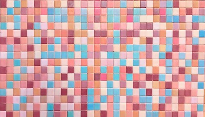 Fototapeta premium Pastel Pink, Blue, and Peach Mosaic Tile Wall Texture