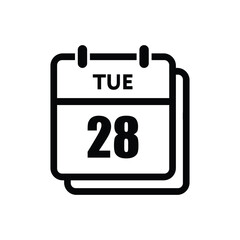 calender icon, 28 tuesday icon with white background