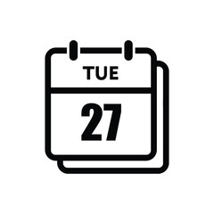 calender icon, 27 tuesday icon with white background