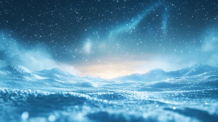 Naklejka premium Serene Ocean Waves Under Twinkling Stars and Soft Glows of Dusk in a Peaceful Coastal Landscape