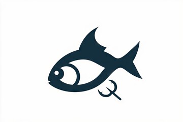 Obraz premium Simple silhouette of a fish with a trident.
