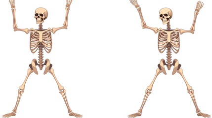 Skeleton Pose Cartoon Vector Illustration for Halloween Decorations and Spooky Designs