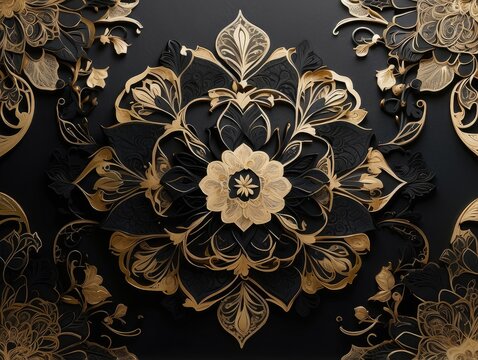 Luxury Vintage Card with Gold Mandala Pattern