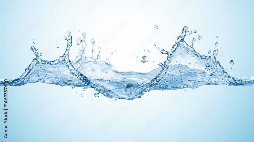 Poster dynamic water splash on vibrant blue background refreshing visual spectacle refreshing
