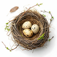 Obraz premium Three Quail Eggs in a Bird's Nest