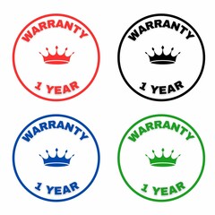Set of 1 years warranty stamp, design, logo, icon, tag, label for advertising, marketing and promotion 