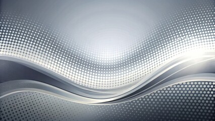 Abstract Silver Wave Background with Dotted Pattern and Subtle Glowing Highlights