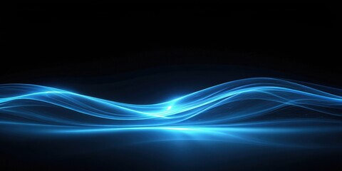 Naklejka premium Abstract Blue Glowing Waves on Dark Background, Perfect for Modern Designs and Presentations