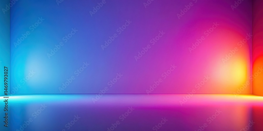 Poster Vibrant Gradient Background Featuring a Seamless Transition of Colors in a Room Setting