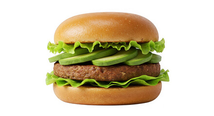 Luscious stacked plantbased burger on black