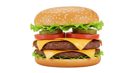 Luscious double patty burger on display