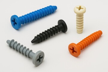 Variety of plastic screws for the assembly of plastic structures