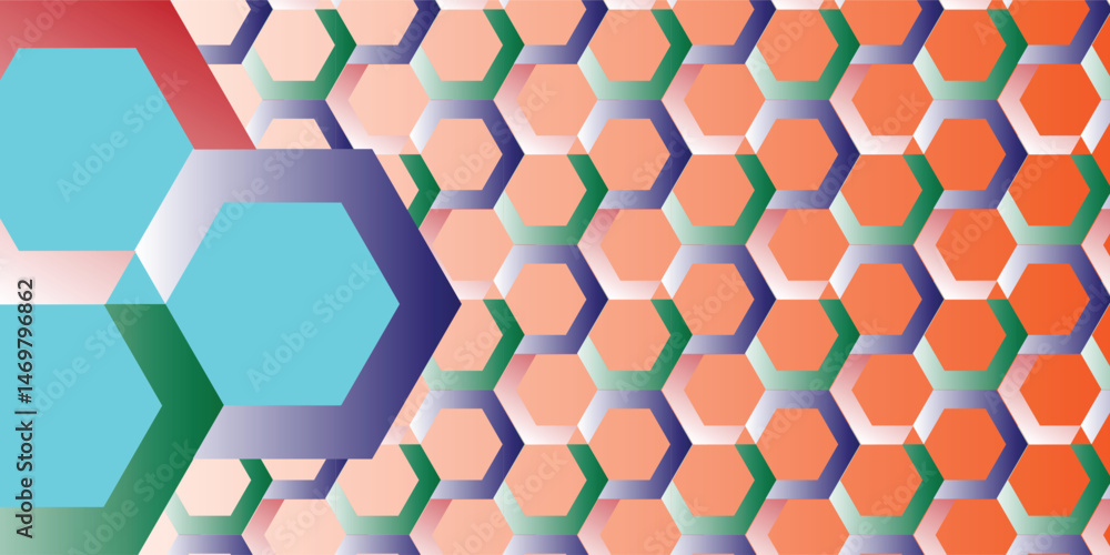 Poster multi color abstract hexagon geometric background for banner.