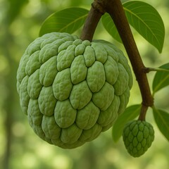 High-Resolution Custard Apple Image on Tree Natural and Realistic