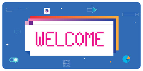 Obraz premium Welcome. Greeting card, illustration, banner.