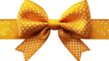 Colorful dotted yellow bow isolated on white background, vibrant decorative ribbon with polka dot pattern, perfect for gift wrapping, party decor, festive crafts, and celebration themes