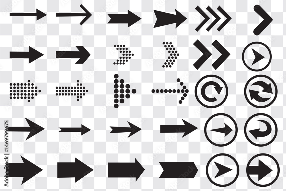Poster arrow icon set. arrow. cursor. collection different arrows sign. black vector arrows icons. modern s