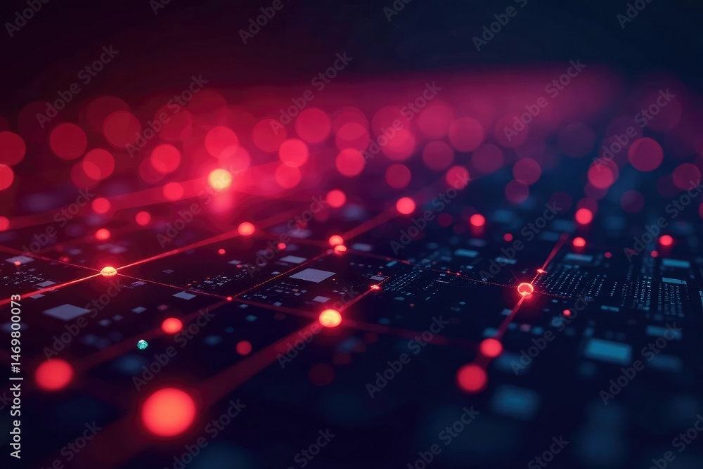 Poster abstract digital firewall background with glowing lines and nodes, protecting data , virtual, securi