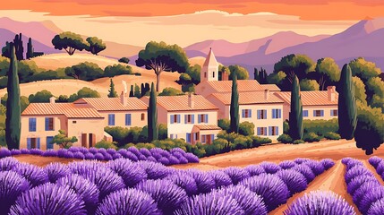 Sunset over Lavender Village.