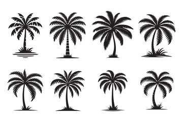 Fototapeta premium Palm tree silhouettes illustration in various designs