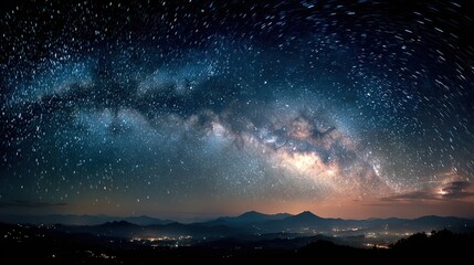Fototapeta premium Stunning Time Lapse of Stars Over High Mountain Pass at Night