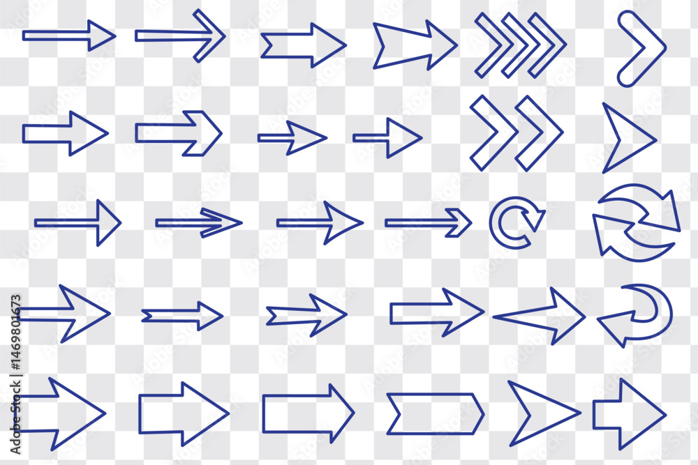 Poster arrow icon set. arrow. cursor. collection different arrows sign. black vector arrows icons. modern s